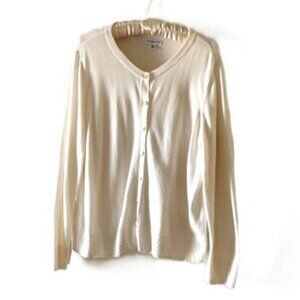 Croft & Barrow Cream Button-Down Cardigan Knit Sweater